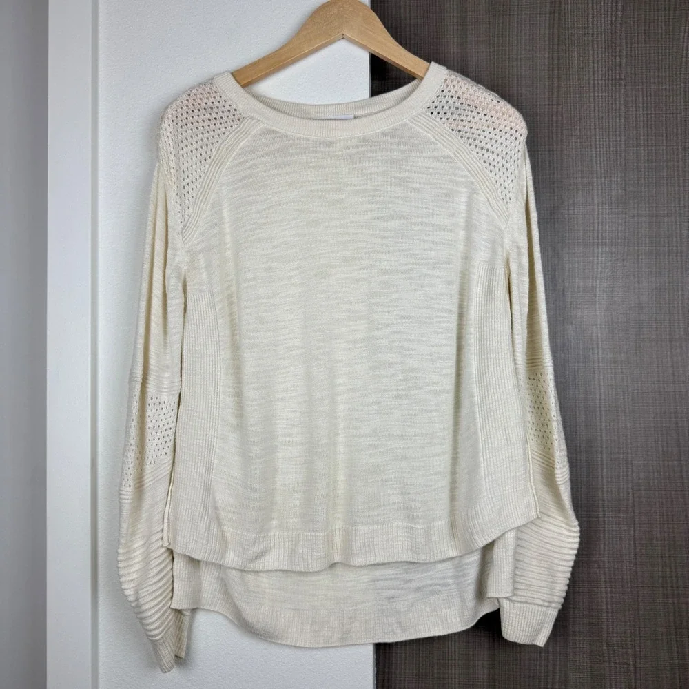 Milly Cream Ribbed Crewneck Sweater - Picture 2 of 11